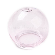 Transparent Glass Bead Cone, for Wind Chimes Making, Half Round, Pearl Pink, 20x17mm, Hole: 1.6mm, Inner Diameter: 12.4mm(GLAA-G100-01C-05)