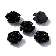 Opaque Resin Cabochons, Rose, Black, 15x15x4mm(CRES-WH0013-04B)