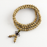 Dual-use Items, Wrap Style Buddhist Jewelry Phoebe sheareri Wood Round Beaded Bracelets or Necklaces, Pale Goldenrod, 600mm, 108pcs/bracelet(BJEW-R281-35)