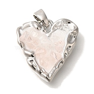 Brass Crystal Pendants, with Enamel, Heart, Platinum, 17.5x17x5.5mm, Hole: 4.3x3.3mm(KK-K389-040P)