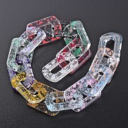 Transparent Acrylic Linking Rings, Quick Link Connectors, for Cable Chains Making, Twist Oval, Mixed Color, 20.5x20.5x4mm, Inner Diameter: 8x18mm(X-OACR-N009-017A)