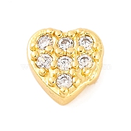 Rack Plating Brass Micro Pave Clear Cubic Zirconia Cabochons, Cadmium Free & Lead Free, Long-Lasting Plated, Real 18K Gold Plated, Heart, 5x5x2mm(KK-F874-02G-04)