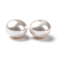 ABS Plastic Beads, Imitation Shell & Pearl, Half Drilled, Abacus, White, 10x8mm, Hole: 1.5mm(FIND-A013-10D)