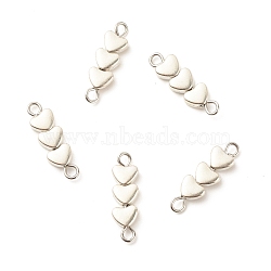 Alloy Connector Charms, Three Hearts, Silver, 20x6x3mm, Hole: 1.8mm(PALLOY-JF01512-02)