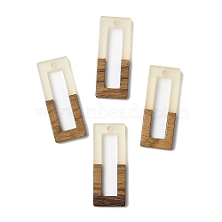 Luminous Glow in the Dark Wood & Resin Pendant, Hollow Rectangle Charms, Camel, 38x14.5x3mm, Hole: 2mm(WOOD-H104-18)