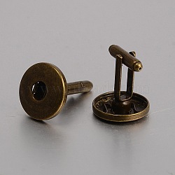 Brass Snap Button Making, Cuff Button, Cufflink Finding Cabochon Settings for Apparel Accessories, Nickel Free, Antique Bronze, 29x19mm, fit for 6mm knob snap buttons(KK-J184-35AB-NF)