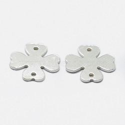 925 Sterling Silver Links, Clover, with S925 Stamp, Silver, 10x10x0.8mm, Hole: 1mm(X-STER-I014-20S)