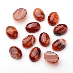 Natural Striped Agate/Banded Agate Oval Cabochons, Dyed, 18x13x5.5~7.5mm(X-G-L394-02-18x13mm)