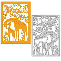 Mother's Day Theme Carbon Steel Cutting Dies Stencils, for DIY Scrapbooking/Photo Album, Decorative Embossing DIY Paper Card, Matte Platinum Color, Giraffe Pattern, 9.7x6.7x0.08cm(DIY-WH0263-0269)