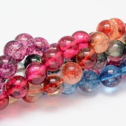 Dyed Round Natural Crackle Quartz Beads Strands, Mixed Color, 8mm, Hole: 1mm, about 24pcs/strand, 7.5 inch(G-K084-8mm-MB)