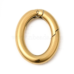 304 Stainless Steel Spring Gate Rings, Ion Plating(IP), Oval, Golden, 15x12x2.5mm, Hole: 10.5x7mm(STAS-B128-04G-01)
