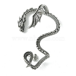 316 Surgical Stainless Steel Cuff Earrings, Dragon, Left, Antique Silver, 65.5x42.5mm(EJEW-E300-18AS-01)