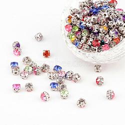 Sew on Rhinestone, Multi-strand Links, Multi-strand Links, Acrylic Rhinestone, with Brass Prong Settings, Garments Accessories, Mixed Color, 5x5x4mm, Hole: 1~1.5mm(X-GACR-D001-5mm-M)