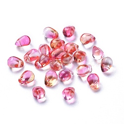 Transparent Glass Charms, Dyed & Heated, Faceted, Teardrop, Cerise, 6x5.5x6.5mm, Hole: 0.8mm(GLAA-O017-02F)