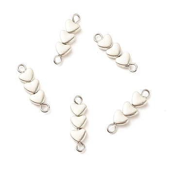 Alloy Connector Charms, Three Hearts, Silver, 20x6x3mm, Hole: 1.8mm