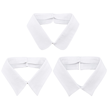 3Pcs 3 Style Polyester Detachable Blouse False Collar, Simple Bib Stand Collar Choker Necklace, White, 440~450x50~90x3~3.5mm, 1pc/style