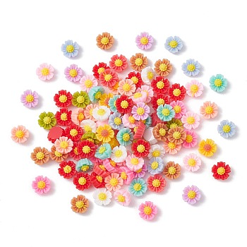 Opaque Resin Cabochons, Flower, Mixed Color, 6x3.5mm, about 100pcs/bag