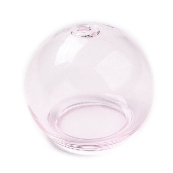 Transparent Glass Bead Cone, for Wind Chimes Making, Half Round, Pearl Pink, 20x17mm, Hole: 1.6mm, Inner Diameter: 12.4mm