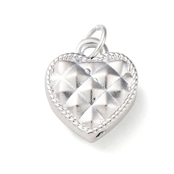 925 Sterling Silver Heart Charms, with Jump Rings & 925 Stamp, Silver, 13.5x11x5.5mm, Hole: 3.5mm