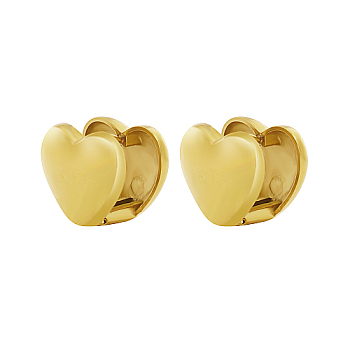 Heart 304 Stainless Steel Hoop Earrings for Women, Real 18K Gold Plated, 14x16mm