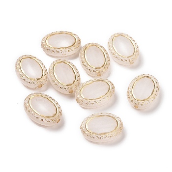 Plating Acrylic Beads, Golden Metal Enlaced, Frosted, Oval, Moccasin, 17.5x13.5x6mm, Hole: 1.6mm, about 610pcs/500g