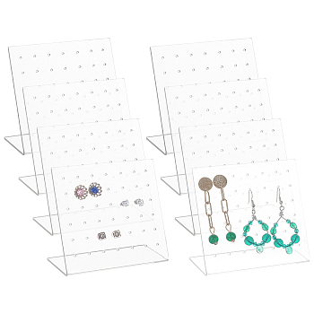 PandaHall Elite 10Pcs Acrylic Earring Stands Displays, L-shaped, Clear, 4.7x9.5x8.4cm