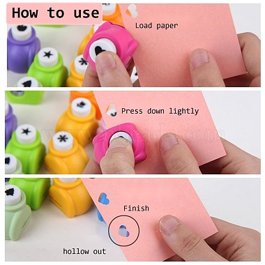 Mini ensembles de poinçons en papier kraft en plastique de couleur unique ou mélangée au hasard pour le scrapbooking et l'artisanat en papier(AJEW-L051-16)-4