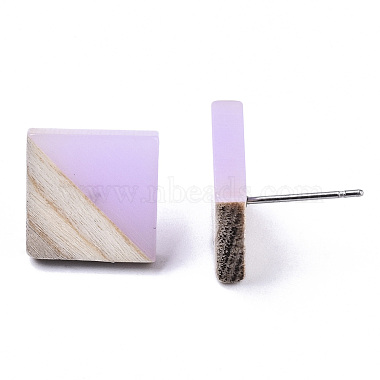 Aretes de resina opaca y madera(EJEW-N017-005A-B04)-3