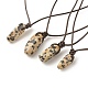Natural Dalmatian Nugget Pendant Necklace with Cowhide Leather Cord(NJEW-JN03882-02)-1
