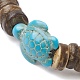 disque de noix de coco naturel et bracelet extensible en perles de tortue turquoise synthétique(BJEW-JB09699-05)-3