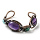 Natural Turquoise & Amethyst Open Cuff Bangle(G-D468-07R)-2