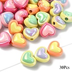 30Pcs 5 Colors Opaque Acrylic Beads, AB Color Plated, Heart, 15x17.5x12mm, Hole: 3mm, 6pcs/color (SACR-YW0001-88A)