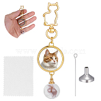 Glass Openable Perfume Bottle Pendant Decorations, with Alloy Swivel Clasps and 304 Stainless Steel Funnels and Suede Fabric Silver Polishing Cloth, Golden, 104mm(HJEW-DR00317)