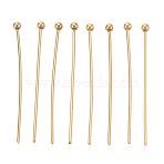 304 Stainless Steel Head Pins, Ion Plating(IP), Real 18K Gold Plated, 30mm, Head: 2mm, 100pcs/set(STAS-T065-30mm-20G)