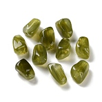 Transparent Resin Beads, Nuggets, Dark Olive Green, 14.5x12x8.5mm, Hole: 1.8mm(RESI-A035-05)