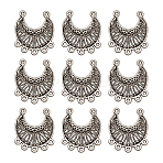 Tibetan Style Alloy Chandelier Components Links, Moon, Antique Silver, 26.1x31.2x4mm, Hole: 1.5mm(PALLOY-TA0001-21AS)