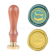 Wax Seal Stamp Set, Sealing Wax Stamp Solid Brass Head,  Wood Handle Retro Brass Stamp Kit Removable, for Envelopes Invitations, Gift Card, Wedding Themed Pattern, 83x22mm, Head: 7.5mm, Stamps: 25x14.5mm(AJEW-WH0131-563)