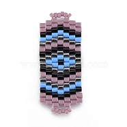 MIYUKI & TOHO Handmade Japanese Seed Beads Links, Loom Pattern, Rectangle, Cornflower Blue, 34~35x14~14.5x1.6~2mm, Hole: 1.8~2mm(SEED-E004-E01)