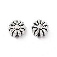 Tibetan Style Alloy Beads, Cadmium Free & Lead Free, Flower, Antique Silver, 6x6x3.5mm, Hole: 1.4mm(FIND-Q094-30AS)