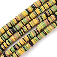 Handmade Polymer Clay Beads Strands, for DIY Jewelry Crafts Supplies, Heishi Beads, Disc/Flat Round, Dark Olive Green, 6x0.5~1mm, Hole: 1.8mm, about 290~320pcs/strand, 15.75 inch~16.14 inch(40~41cm)(CLAY-R089-6mm-T02B-29)
