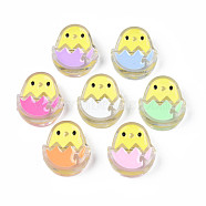 Transparent Acrylic Beads, with Enamel, Egg, Mixed Color, 26x22x9mm, Hole: 3mm(ACRC-S039-07)