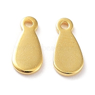 201 Stainless Steel Charms, Teardrop Charm, Golden, 8x3.5x0.7mm, Hole: 0.9mm(STAS-K259-09G)