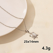 Stainless Steel Tortoise Pendant Necklaces, Cable Chain Necklaces for Women(NZ8633-1)