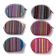 Stripe Pattern Cotton Clothlike Bags, Change Purse, with Handle Rope, Mixed Color, 25.4cm(ABAG-C005-05)