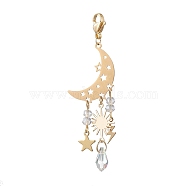 Alloy with Glass Pendant Decorations, Moon & Star & Sun & Lightning, Light Gold, 70mm(HJEW-JM01860)