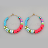 Bohemian Style Handmade Polymer Clay Heishi Beads Hoop Earrings for Girlfriend(VY5399-1)