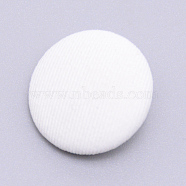 Cloth Shank Buttons, with Zinc Alloy Finding, Flat Round, for Overcoat Garment Accessories, Platinum, White, 19x8mm, Hole: 3x3mm(BUTT-WH0016-03C-02)