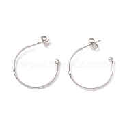 304 Stainless Steel C-shape Stud Earrings, Half Hoop Earrings for Women, Stainless Steel Color, 26x26.5x4mm, Pin: 1mm(STAS-P302-09P)