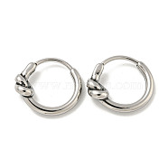 316 Surgical Stainless Steel Hoop Earrings for Women and Men, Ring with knot, Antique Silver, 14x5mm(EJEW-D096-24A-AS)