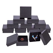Cardboard Jewelry Boxes, for Pendant & Earring & Ring, with Sponge Inside, Square, Black, 7.5x7.5x3.5cm(CBOX-N012-25B)